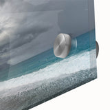 Large abstract wall art featuring a stylized Taiwan scenery in muted earth tones on acrylic glass.