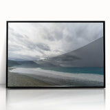 Large abstract wall art depicting a serene Taiwanese landscape in muted earth tones on a framed acrylic panel.