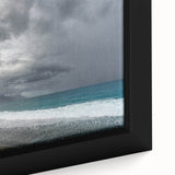 Extra large framed canvas of a textured, colorful Taiwanese landscape in black, ideal for living room decor.