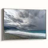 Framed canvas landscape art painting depicting a colorful Taiwanese scenery, ideal for adding a vintage touch to any room.