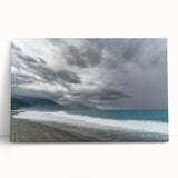 Black and white stretched canvas featuring a serene Taiwanese landscape, ideal for kitchen wall art or bedroom decor.