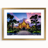 Extra large wall art featuring an abstract textured print of Bangkok in muted gold and brown tones, framed with a gold mat.