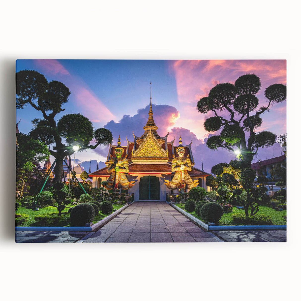 Black and white large art print of Bangkok cityscape on stretched canvas, suitable for kitchen wall art.