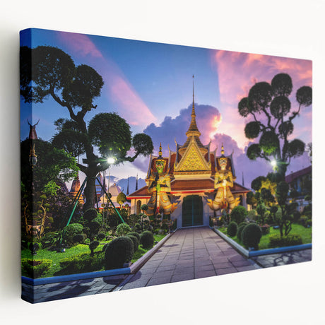 Large canvas print of Bangkok skyline in muted gray and blue tones, ideal for kitchen wall art.