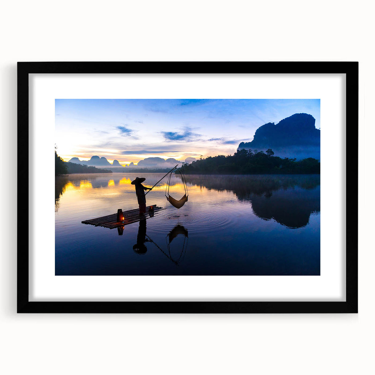 Extra large framed abstract art print depicting vibrant, colorful Thai scenery on textured canvas.