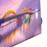 Large abstract wall art depicting a Vietnamese landscape in mid-century modernist style on acrylic glass.