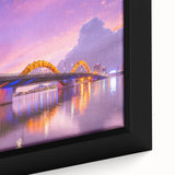 Framed canvas featuring a textured, colorful Vietnamese landscape in black, ideal for large living room walls.