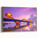 Framed canvas depicting a Vietnamese landscape in gold and black tones, suitable as wall art for a bedroom.