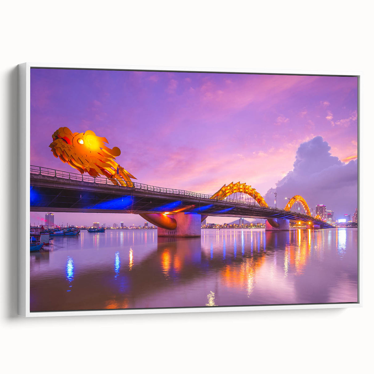 Vintage poster art of a scenic Vietnamese landscape on framed canvas, featuring vibrant colors, ideal for living room decor.