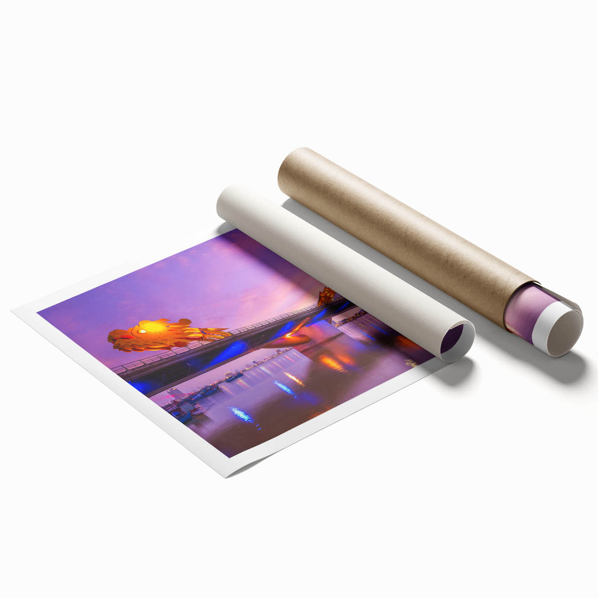 Extra large rolled print of a serene Vietnamese landscape with lush greens and soft blues.