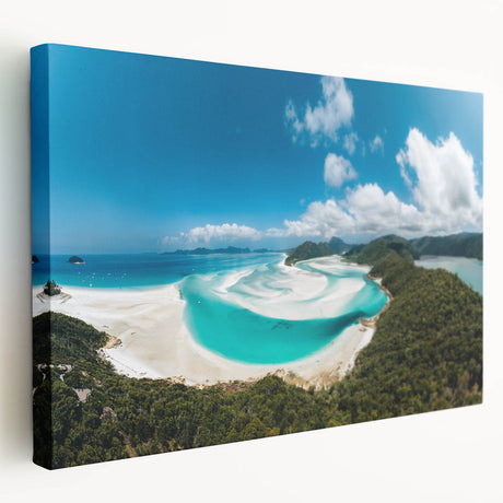 Underwater scene of the Great Barrier Reef on stretched canvas, showcasing vivid blue and green tones.