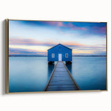 Vibrant landscape art painting of Perth, Australia on a framed canvas, featuring colorful art in a vintage poster style.