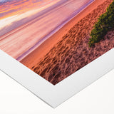 Art deco poster of Queensland scenery on rolled canvas with pastel shades, suitable for dining room wall art.