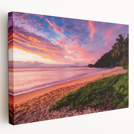 Side view of a large stretched canvas depicting a scenic Queensland landscape, ideal for kitchen wall art.
