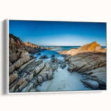 Vintage poster art of Tasmania scenery on framed canvas, featuring colorful art in extra large size, ideal for living room.