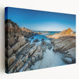 Large stretched canvas of a serene Tasmania landscape in muted green and blue tones, ideal for kitchen wall art.