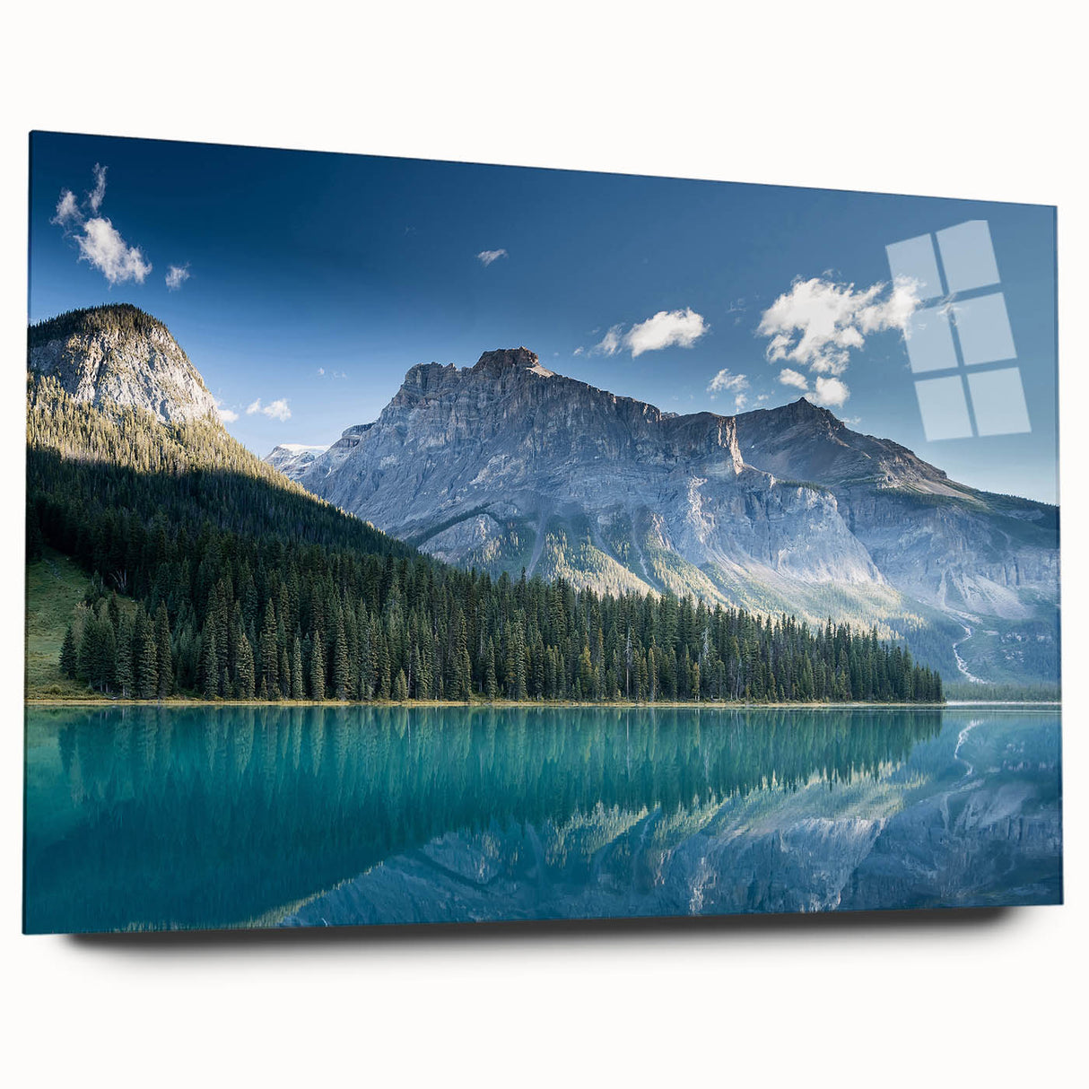 Landscape of British Columbia in muted earth tones on an acrylic glass, ideal for bedroom or dining room art.
