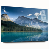 Landscape of British Columbia in muted earth tones on an acrylic glass, ideal for bedroom or dining room art.