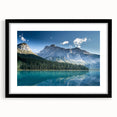 Extra large abstract art print of colorful, textured scenery in British Columbia, framed in black.