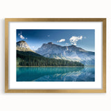 Extra large abstract art print of a textured Canadian landscape in muted earth tones, framed in gold.