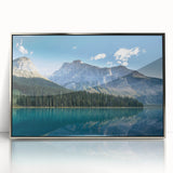 Mid-century modernist art of British Columbia scenery in silver-framed acrylic, suited for nursery wall art.