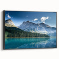 Black and white framed canvas depicting British Columbia landscape, ideal for bedroom wall decor.