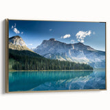 Framed canvas depicting a vintage-style landscape of British Columbia in muted gold and black tones.