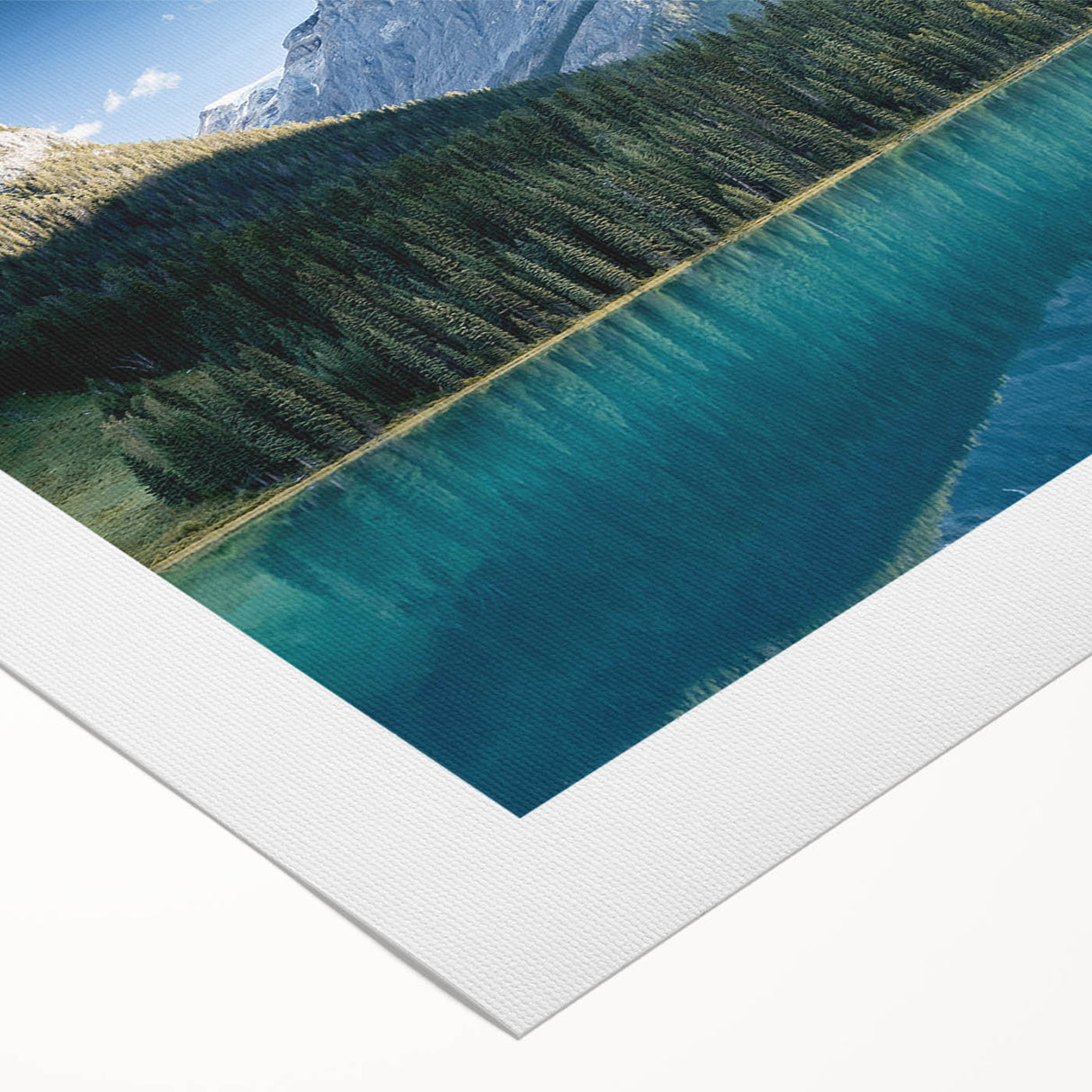 Art deco poster featuring a serene British Columbia landscape on rolled canvas, suitable for dining room wall art.