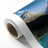 Art deco poster of British Columbia scenery in pastel shades on rolled canvas, ideal for nursery wall art.