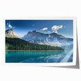 Scenic British Columbia landscape on rolled print, featuring lush greens and blues.