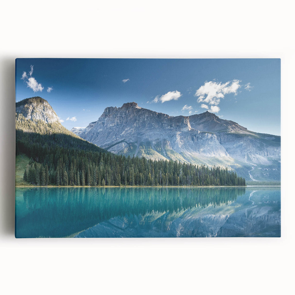 Black and white photo of British Columbia landscape on large stretched canvas, suitable for kitchen wall art.