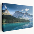 Large canvas print of British Columbia scenery with lush green forests and mountains, ideal for kitchen wall art.