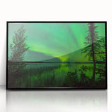 Large abstract wall art depicting a serene Manitoba scenery in muted earth tones, framed in black acrylic.