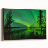 Framed canvas of a vintage-style Manitoba landscape in black and gold tones, ideal for bedroom wall art.