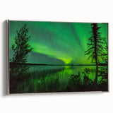 Framed canvas depicting a vintage-style Manitoba landscape with colorful art elements.