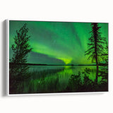Vintage poster art of Manitoba scenery on framed canvas with colorful palette, ideal for living room decor.