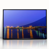 Large abstract wall art depicting a scenic New Brunswick landscape in muted earth tones on a framed acrylic.