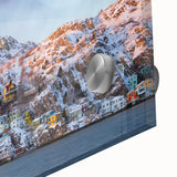 Large abstract wall art depicting Newfoundland scenery in muted earth tones on acrylic glass.