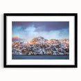 Extra large abstract art print of colorful, textured scenery from Newfoundland on a framed canvas.