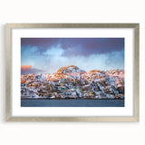 Textured abstract art print of Newfoundland scenery in muted earth tones, silver-framed with mat, ideal for bedroom art.