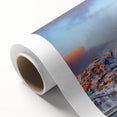 Rolled canvas featuring a serene Newfoundland landscape in soft pastel tones, ideal for nursery wall art.