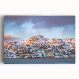 Black and white stretched canvas of Newfoundland scenery, ideal for kitchen wall art.