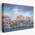 Scenic Newfoundland landscape on large stretched canvas, featuring muted earth tones, ideal for kitchen wall art.