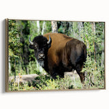 Framed canvas featuring a vintage-style landscape painting of the Northwest Territories, with muted earth tones.