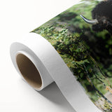 Art deco poster of the Northwest Territories scenery in cool blue and white tones on rolled canvas.