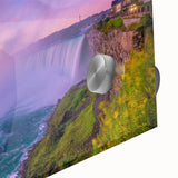 Large abstract wall art depicting Ontario scenery in muted earth tones on acrylic glass, ideal for dining room ambiance.