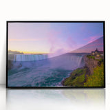 Large abstract wall art depicting a serene Ontario landscape in muted earth tones, framed in black acrylic.