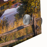 Large abstract wall art featuring a Quebec scenery in muted earth tones on acrylic glass, ideal for dining room ambiance.