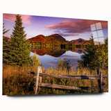 Large abstract depiction of Quebec scenery in muted earth tones on acrylic glass, suitable for bedroom or dining room art.