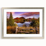 Textured abstract art print of Quebec scenery in muted earth tones, framed in silver, ideal for bedroom art.
